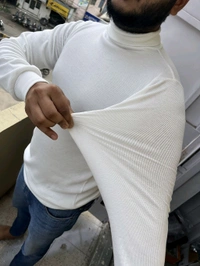 Men’s Premium High Neck Sweater | Winter Wear | Stylish & Comfortable - White, L-40