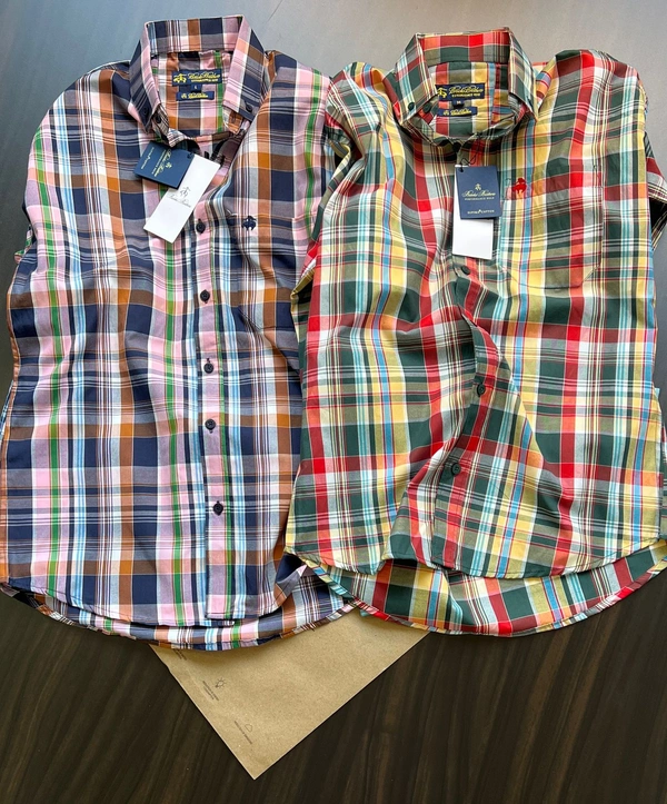 The Unity Style Brooks Brothers Shirt Regular fit Checkd Formal Shirt ( Pack of 2) - M-38