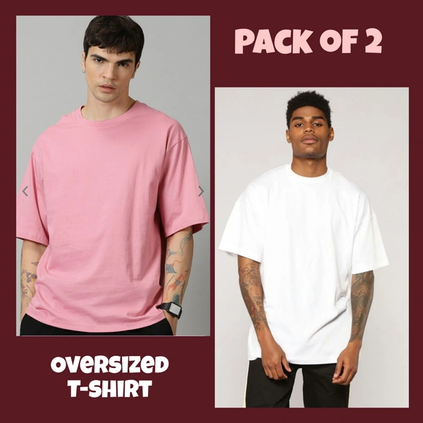 Oversized Plain T-Shirt (Pack of 2) | 240 GSM | Premium Cotton - S-38