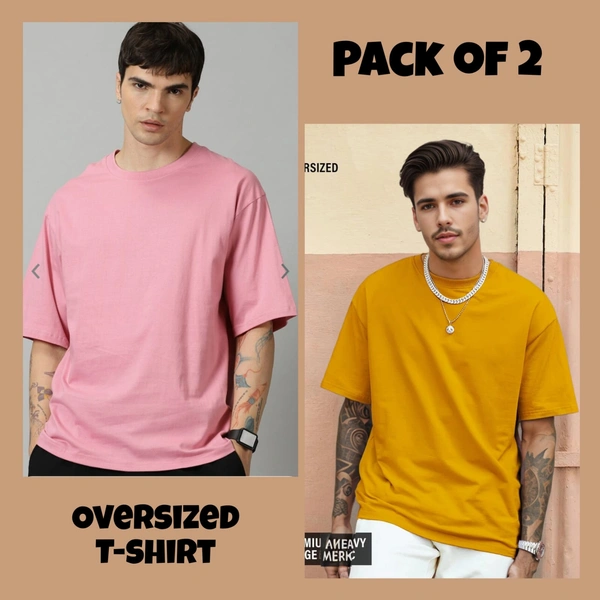 Oversized Plain T-Shirt (Pack of 2) | 240 GSM | Premium Cotton - S-38