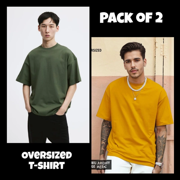 Oversized Plain T-Shirt (Pack of 2) | 240 GSM | Premium Cotton - S-38