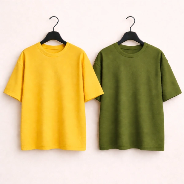 Oversized Plain T-Shirt (Pack of 2) | 240 GSM | Premium Cotton