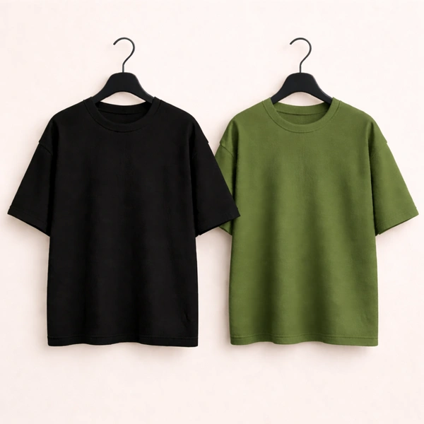 Oversized Plain T-Shirt (Pack of 2) | 240 GSM | Premium Cotton