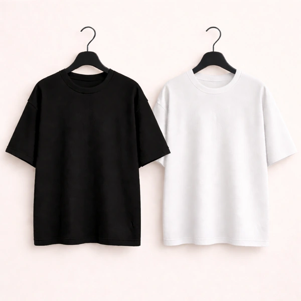 Oversized Plain T-Shirt (Pack of 2) | 240 GSM | Premium Cotton