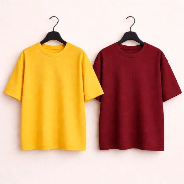 Oversized Plain T-Shirt (Pack of 2) | 240 GSM | Premium Cotton