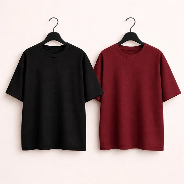 Oversized Plain T-Shirt (Pack of 2) | 240 GSM | Premium Cotton
