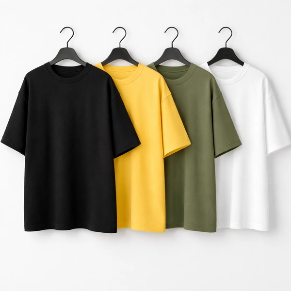 Oversized Plain T-Shirt (Pack of 4) | 240 GSM | Premium Cotton