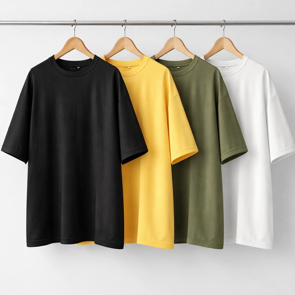 Oversized Plain T-Shirt (Pack of 4) | 240 GSM | Premium Cotton