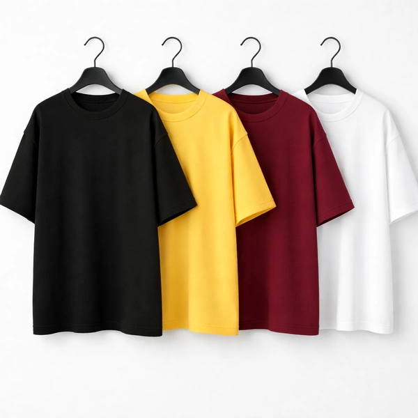 Oversized Plain T-Shirt (Pack of 4) | 240 GSM | Premium Cotton