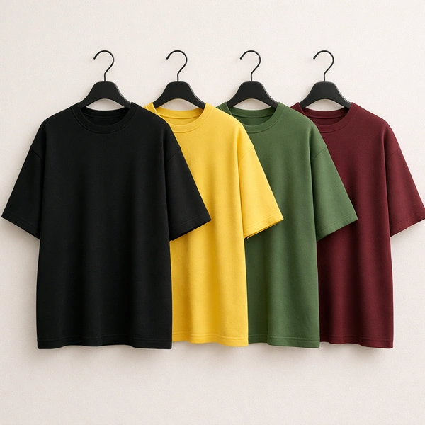 Oversized Plain T-Shirt (Pack of 4) | 240 GSM | Premium Cotton