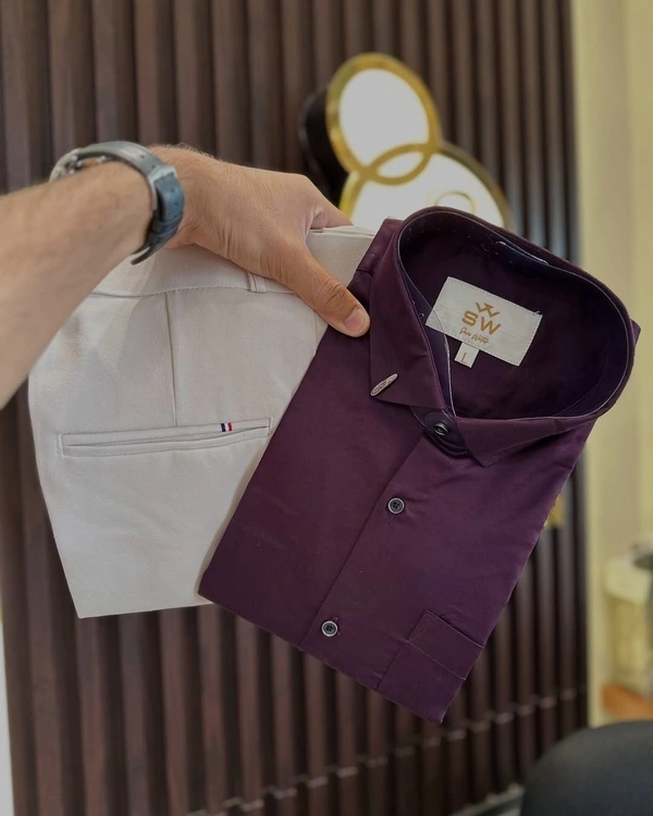 Premium Shirt & Pant Combo – Slim Fit | Casual & Office Wear | - XL-42, 30
