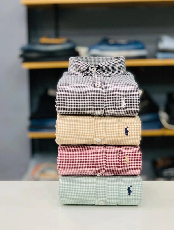 RL POLO Shirt Regular fit Checkd Formal Shirt (Pack Of 4) - L-40