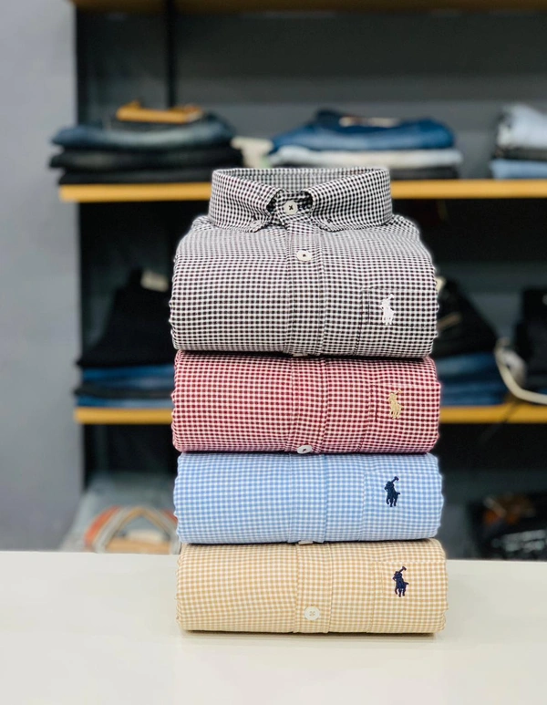 RL POLO Shirt Regular fit Checkd Formal Shirt (Pack Of 4) - M-38