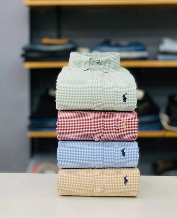 RL POLO Shirt Regular fit Checkd Formal Shirt (Pack Of 4) - L-40