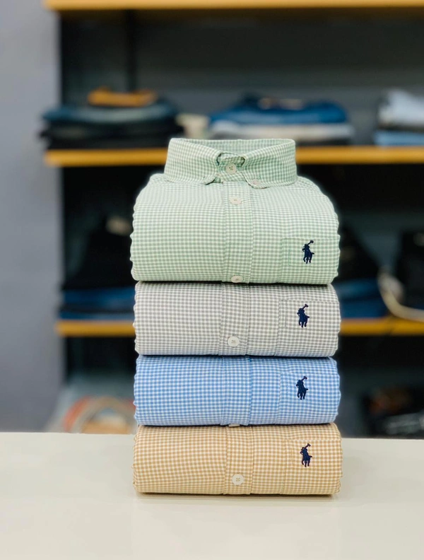 RL POLO Shirt Regular fit Checkd Formal Shirt (Pack Of 4) - M-38