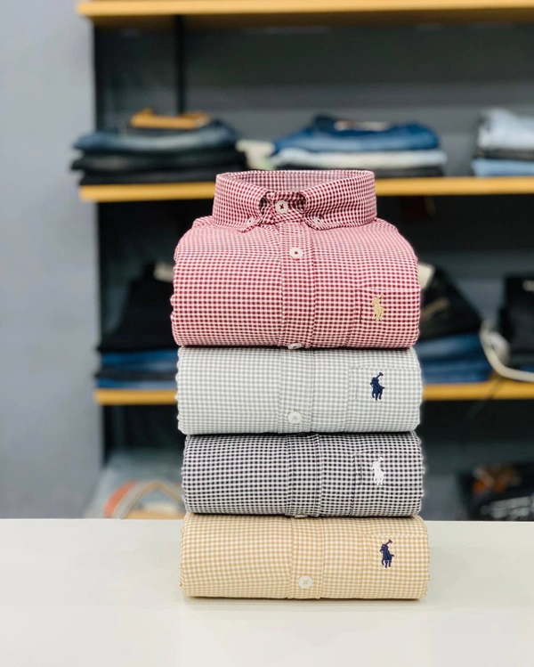 RL POLO Shirt Regular fit Checkd Formal Shirt (Pack Of 4) - M-38