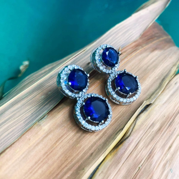 Trendy and Beautiful Navy Blue Cubic Zirconia American Diamond Studs Earrings for girls and women