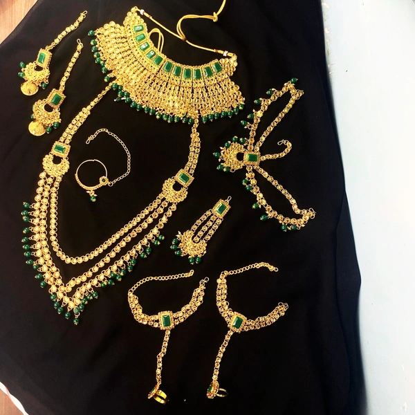Wedding Season's Special Beautiful Green Color Light Weight Bridal Sets (7 Pcs.) For Girls' and Women's
