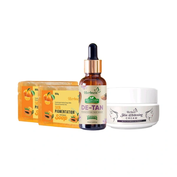 Herbnest  Pigmentation Handmade Advance Kit ( Pigmentation Soap, De Tan Serum, Skin Whitening Cream)
