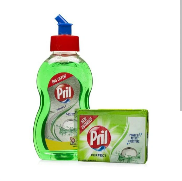 Pril Dish Wash Liquid Lime 225ml With Free Pril Bar10Rs