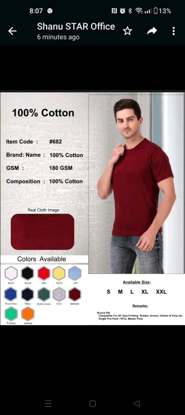 PolyCotton Tshirt 170- 180 GSM   Roundneck.