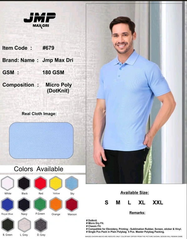 Printed Tshirt Dryfit with Collar 180 GSM