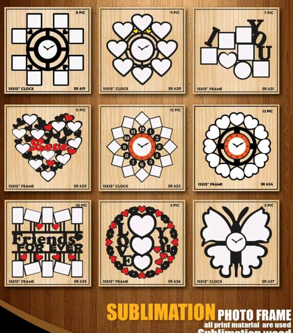 Photo Frame Wooden Wall Watch 