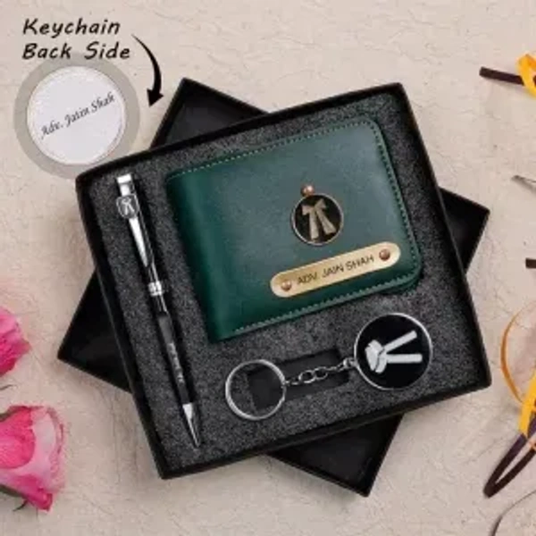 Engraving Faux Leather Men’s Wallet + Adv. set