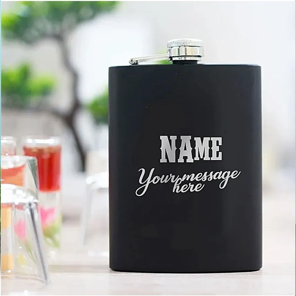 Stainless Steel Hip Flask | Black | For Engraving / UV