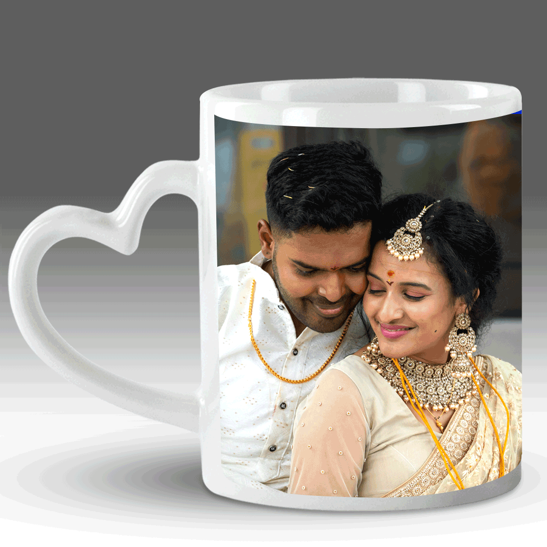 Personalized Cute couple gifts | Heart Handle Mug | Coffee Cup with Photo