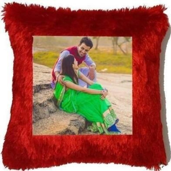 Red Fur Pillow Sqaure