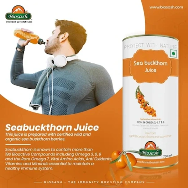 BIOSASH BUSINESS PVT. LTD. SEA BUCKTHORN JUICE - Gold, 750 ML