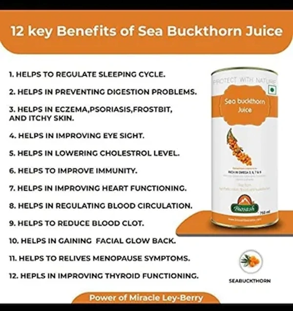 BIOSASH BUSINESS PVT. LTD. SEA BUCKTHORN JUICE - Gold, 750 ML