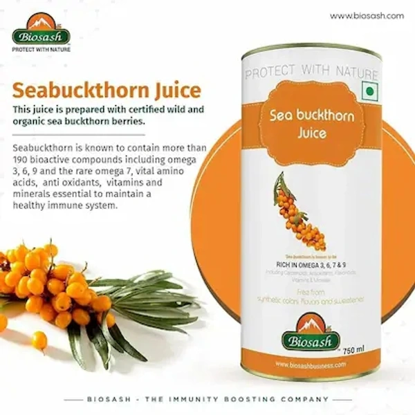 BIOSASH BUSINESS PVT. LTD. SEA BUCKTHORN JUICE - Gold, 750 ML