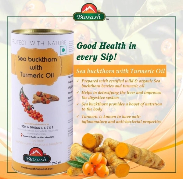 BIOSASH BUSINESS PVT. LTD. SEA BUCKTHORN WITH TURMERIC OIL - 750 Ml