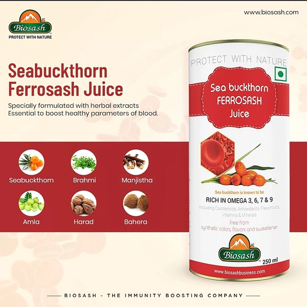 BIOSASH BUSINESS PVT. LTD. SEA BUCKTHORN FERROSASH JUICE - 750 Ml