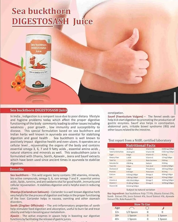 BIOSASH BUSINESS PVT. LTD. SEA BUCKTHORN DIGESTOSASH JUICE - 250 My