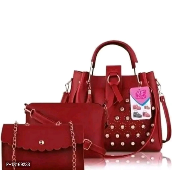 Fancy PU Handbag For Women - Maroon, Free Size