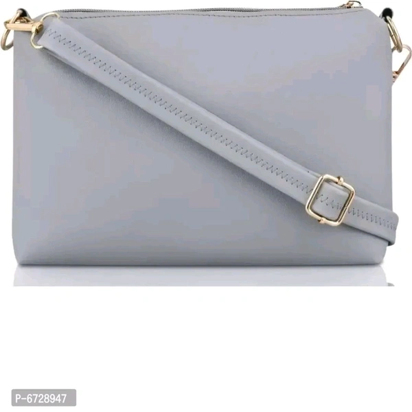 Fancy PU Handbag For Women - Gray, Free Size