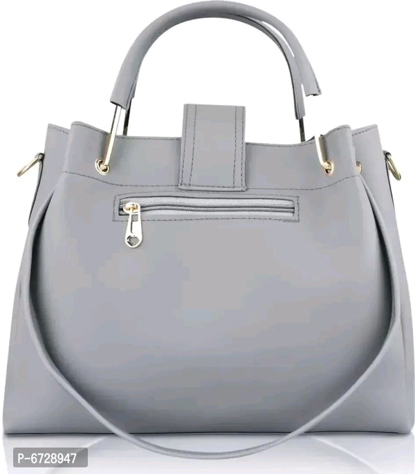 Fancy PU Handbag For Women - Gray, Free Size