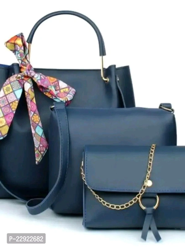 Fancy PU Handbag For Women - Blue, Free Size