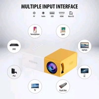 TECHNOVIEW Pro Mini Portable LED Projector with Multiple Interfaces Like AV, Audio, USB, HDMI, Micro SD, Film Projector for Children's, Home Cinema, Compatible with Smartphone/Laptop/PS4/Firestick - Yellow, ‎TV-Mini-Projector, Free Size