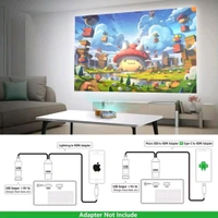 TECHNOVIEW Pro Mini Portable LED Projector with Multiple Interfaces Like AV, Audio, USB, HDMI, Micro SD, Film Projector for Children's, Home Cinema, Compatible with Smartphone/Laptop/PS4/Firestick - Yellow, ‎TV-Mini-Projector, Free Size