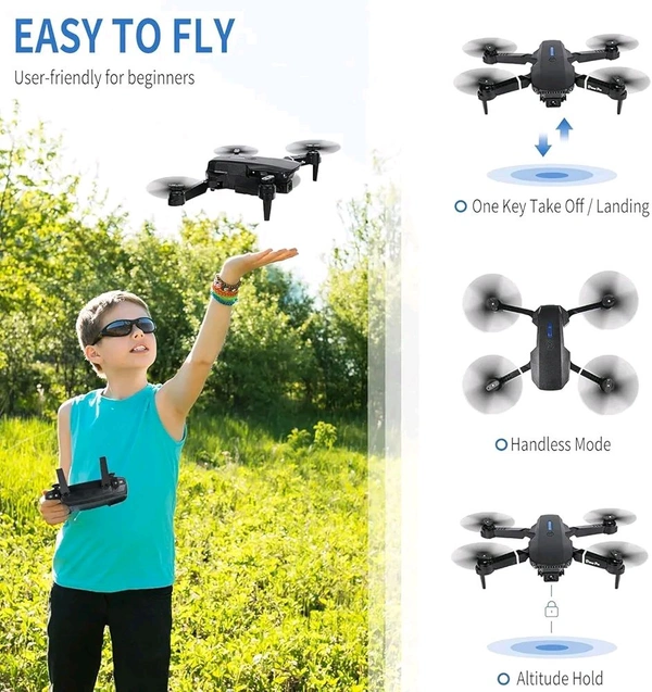 	TR Tinsrom Foldable WiFi FPV Optical Flow 4-Axis Dual Camera Aerial Drone - Black, Free Size, E88 Pro
