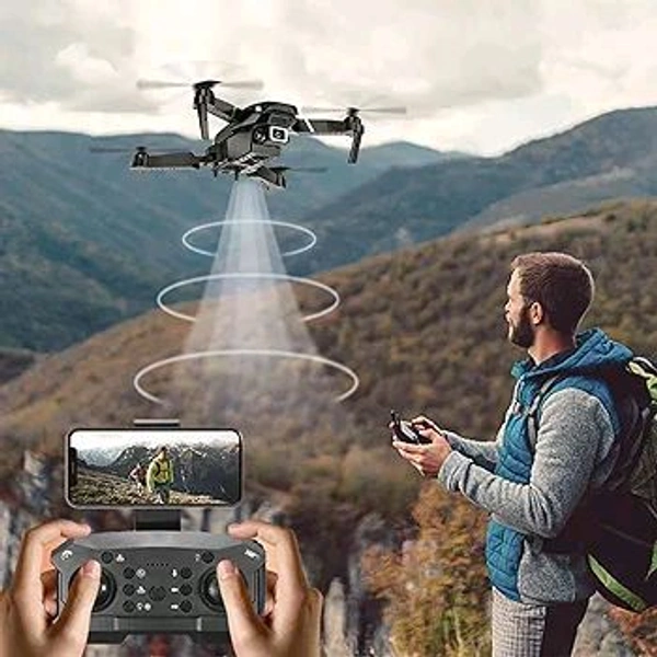 	TR Tinsrom Foldable WiFi FPV Optical Flow 4-Axis Dual Camera Aerial Drone - Black, Free Size, E88 Pro