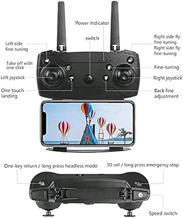 	TR Tinsrom Foldable WiFi FPV Optical Flow 4-Axis Dual Camera Aerial Drone - Black, Free Size, E88 Pro