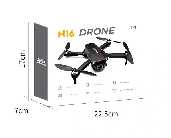 H16 Drone Camera-4K-60 Mins-Flight-with-2-batteries-5GHz-Transmission-GPS-Auto-Return-Brushless-Motor-Foldable-and-3D-Flips-Headless-Mode-Aerial-Photography-Drone-Multicolor (H16) - Black, Free Size, H16