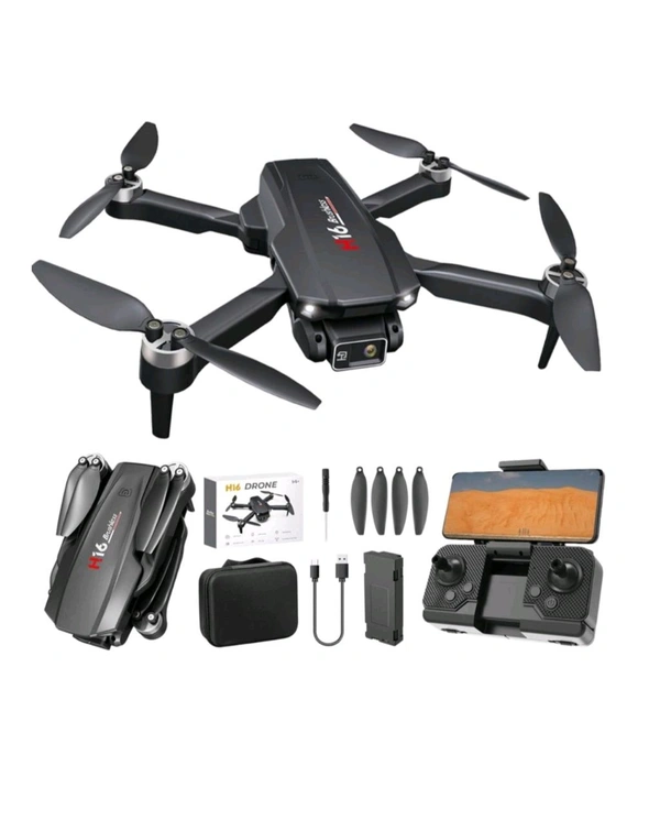 H16 Drone Camera-4K-60 Mins-Flight-with-2-batteries-5GHz-Transmission-GPS-Auto-Return-Brushless-Motor-Foldable-and-3D-Flips-Headless-Mode-Aerial-Photography-Drone-Multicolor (H16) - Black, Free Size, H16