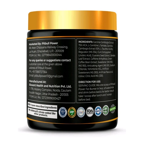 PITBULL POWER FAT BURNER POWDER SHIKANJI 🍋 - Gold, 220gm