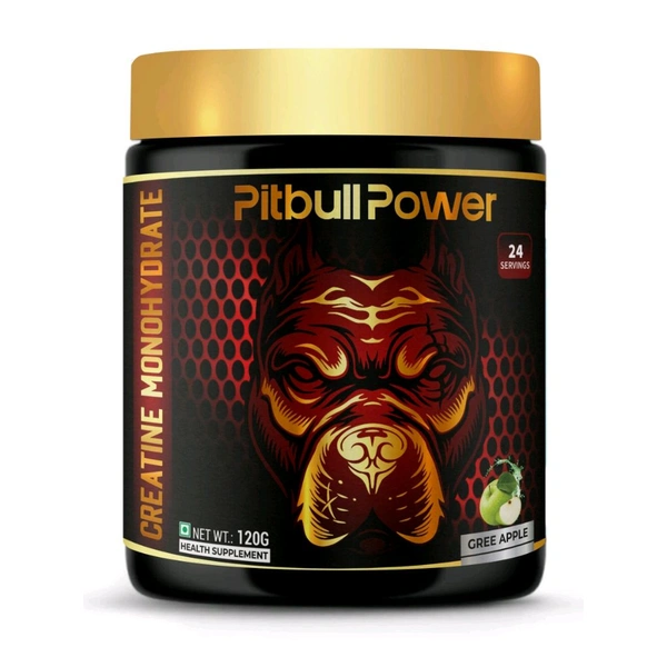 PITBULL POWER CREATINE GREEN APPLE  🍏 120GM - Gold, 120gm